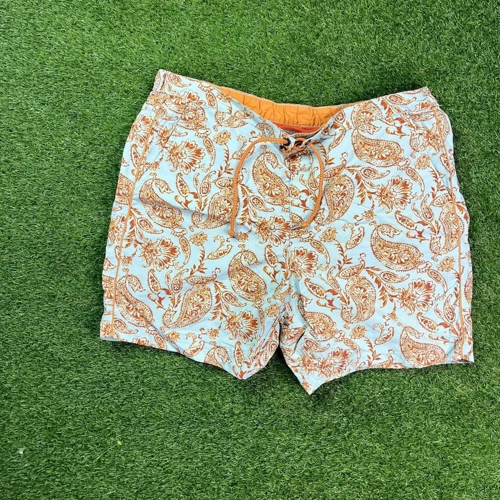 Tommy Bahama Relax Swim Trunks XL‎ Paisley Floral Board Shorts Orange Blue